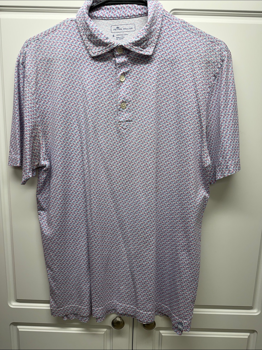 Peter Millar Pink & Light Blue Micro-Print Polo